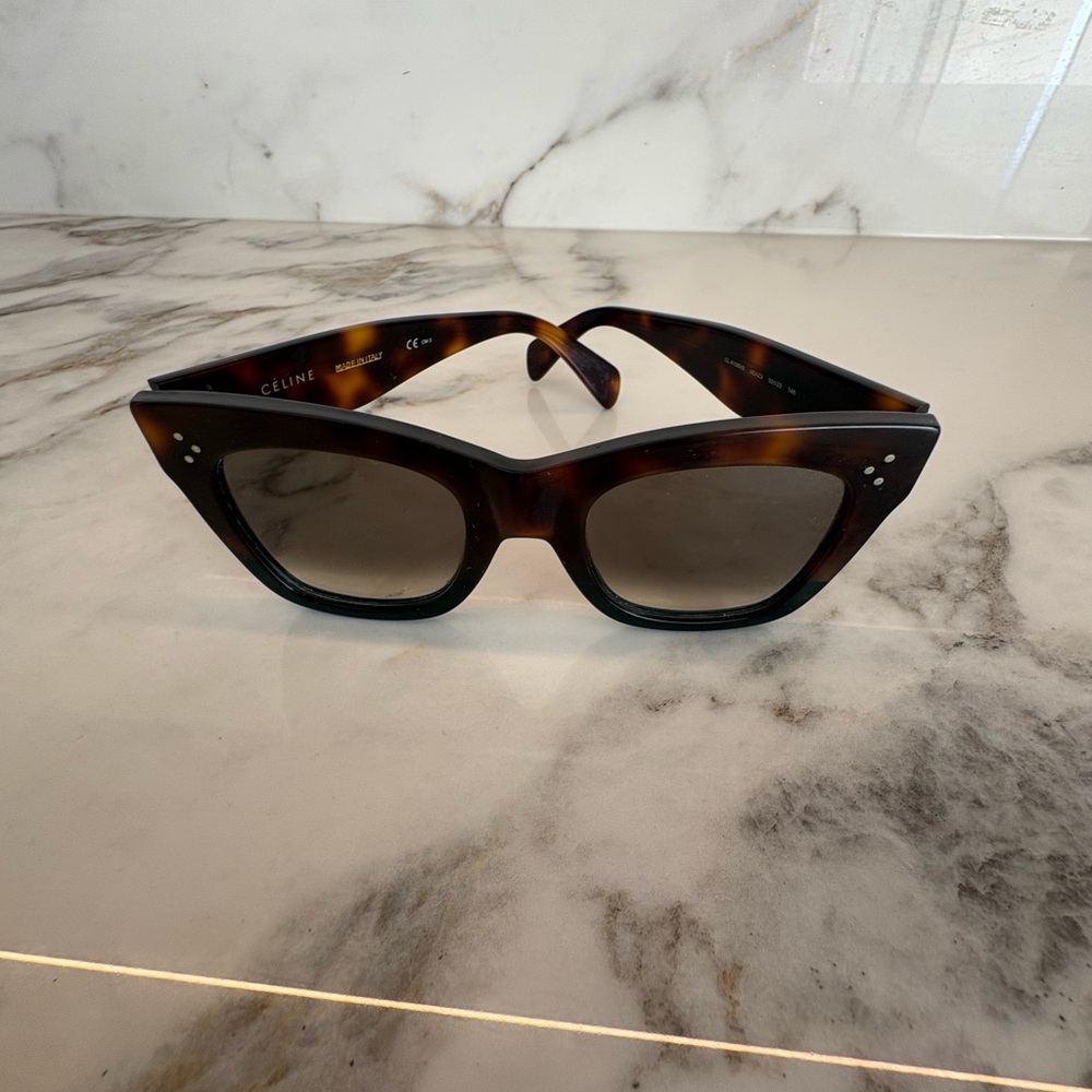Celine Cat Eye Sunglasses CL41000/S Tortoiseshell Brown Gradient Designer Shades - Picture 10 of 13
